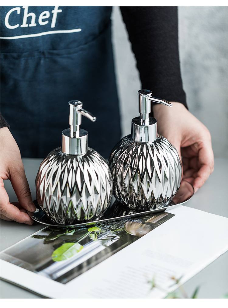 Ceramic Light Luxury hand sanitizer bottle Body wash Shampoo lotion bottle Press bottle in hotel Guesthouse bathroom