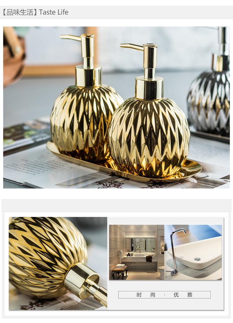 Ceramic Light Luxury hand sanitizer bottle Body wash Shampoo lotion bottle Press bottle in hotel Guesthouse bathroom