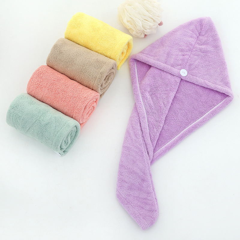 Female Absorbent Coral Fleece Towels Shampoo UltraFine Dimension Thickened Shower Cap Strong Water Absorption