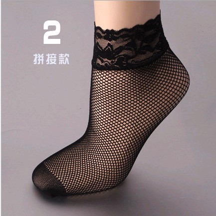 Imported Black Lace Sexy Stockings Nylon Mesh Socks Stitching Nightclub Hidden Socks