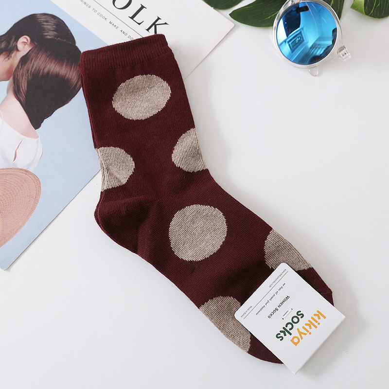 Korean Imported Socks Kikiya Polka Dots Retro Series Fashionable American Modern Circular Dots