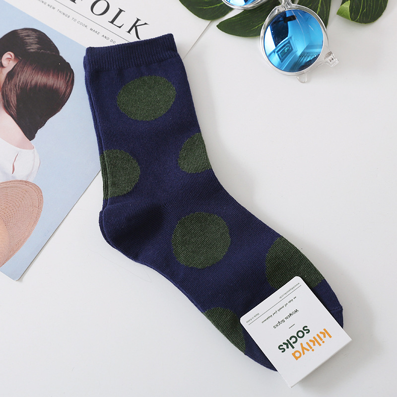 Korean Imported Socks Kikiya Polka Dots Retro Series Fashionable American Modern Circular Dots