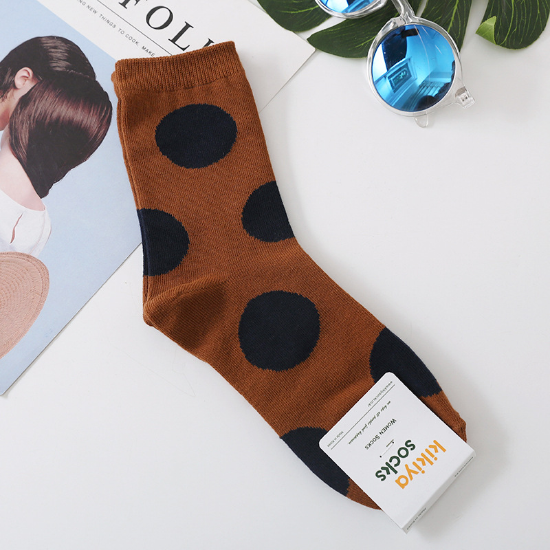 Korean Imported Socks Kikiya Polka Dots Retro Series Fashionable American Modern Circular Dots