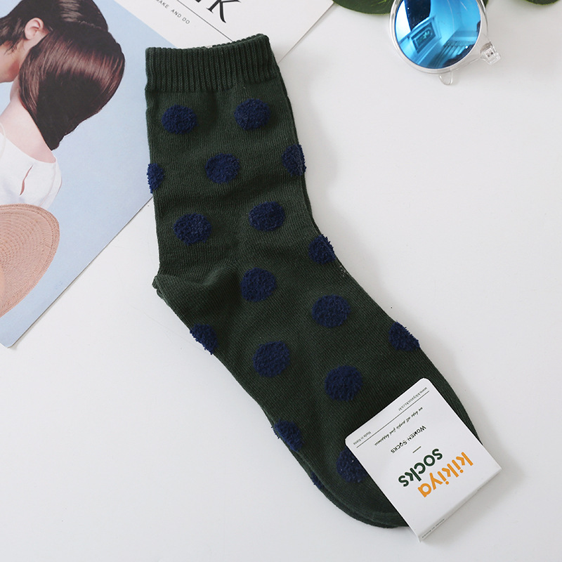 Korean Imported Socks Kikiya Polka Dots Retro Series Fashionable American Modern Circular Dots