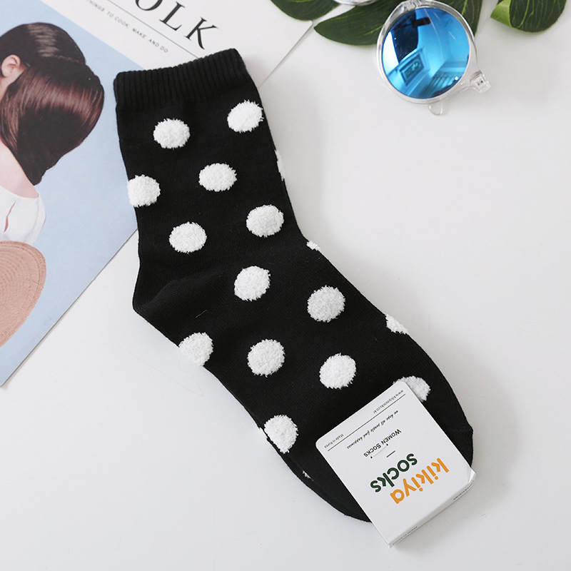 Korean Imported Socks Kikiya Polka Dots Retro Series Fashionable American Modern Circular Dots