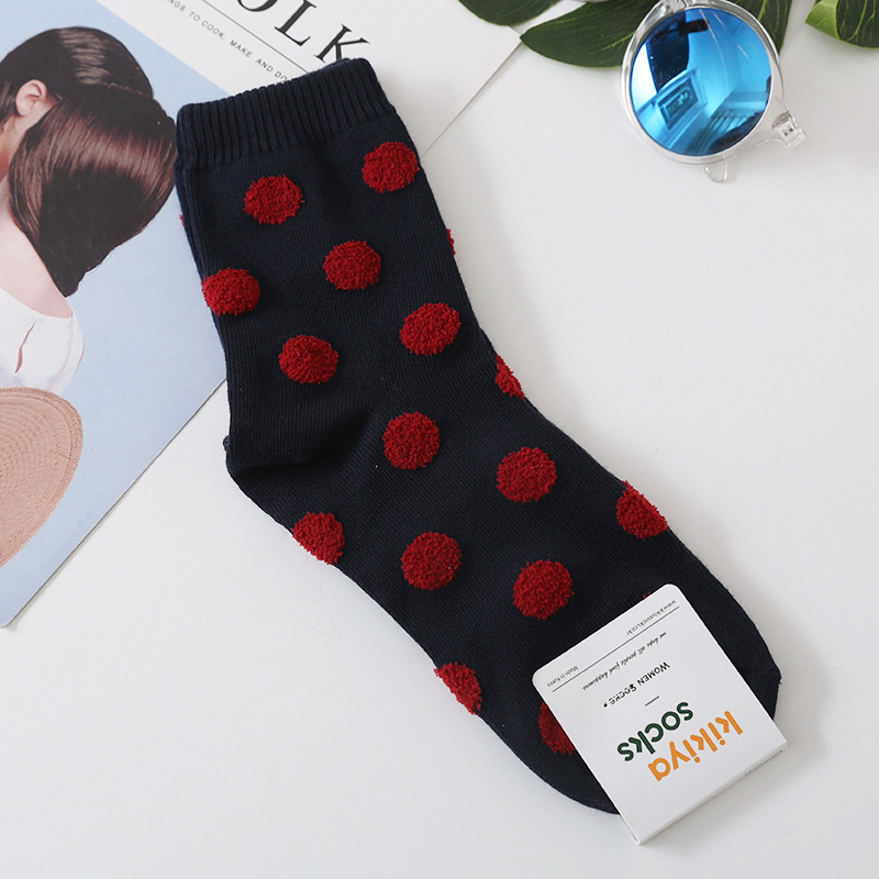 Korean Imported Socks Kikiya Polka Dots Retro Series Fashionable American Modern Circular Dots