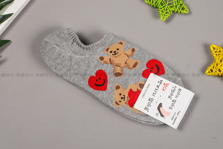 South Korea Imported Spring New Ladies' Short Cute Love Bear Low Top Socks Cartoon Casual Invisible Female Socks South Korea Imported Spring New Ladies' Short Cute Love Bear Low Top Socks Cartoon Casual Invisible Female Socks