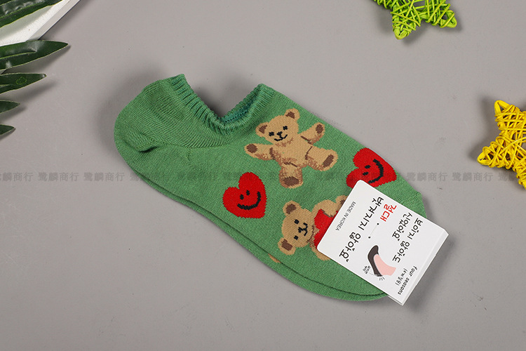 South Korea Imported Spring New Ladies' Short Cute Love Bear Low Top Socks Cartoon Casual Invisible Female Socks South Korea Imported Spring New Ladies' Short Cute Love Bear Low Top Socks Cartoon Casual Invisible Female Socks