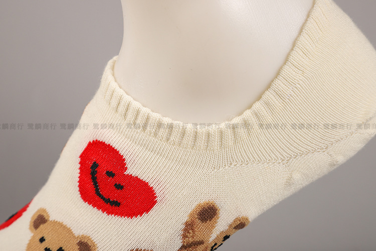 South Korea Imported Spring New Ladies' Short Cute Love Bear Low Top Socks Cartoon Casual Invisible Female Socks South Korea Imported Spring New Ladies' Short Cute Love Bear Low Top Socks Cartoon Casual Invisible Female Socks