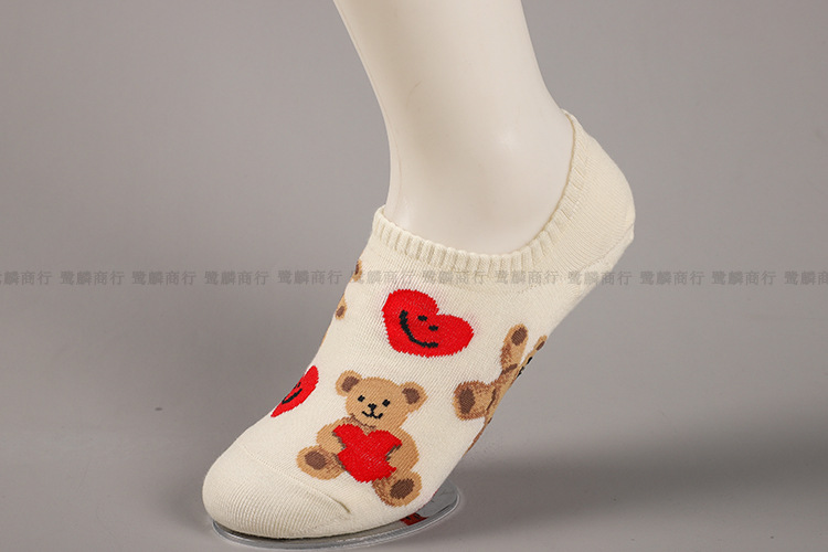 South Korea Imported Spring New Ladies' Short Cute Love Bear Low Top Socks Cartoon Casual Invisible Female Socks South Korea Imported Spring New Ladies' Short Cute Love Bear Low Top Socks Cartoon Casual Invisible Female Socks
