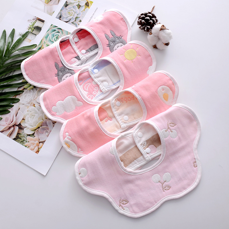 Baby Saliva Towel Bib Baby Bib Pure Cotton 360 Degrees Rotating Not Waterproof Gauze Newborn Saliva Bib