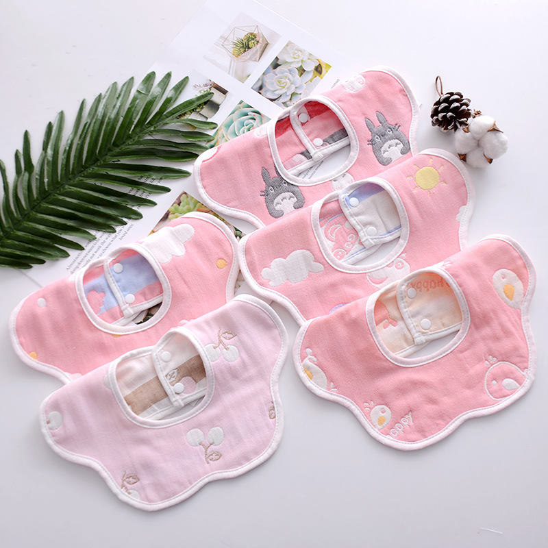 Baby Saliva Towel Bib Baby Bib Pure Cotton 360 Degrees Rotating Not Waterproof Gauze Newborn Saliva Bib