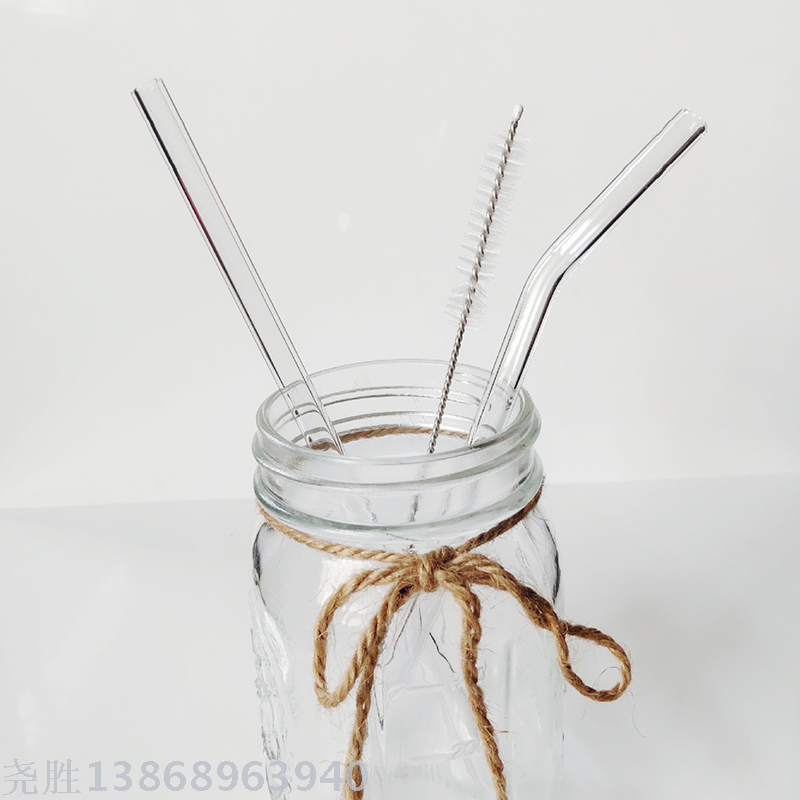 Repeatable high borosilicate glass straw heat-resistant anti-lipstick transparent adult pregnant drink straw feed brush