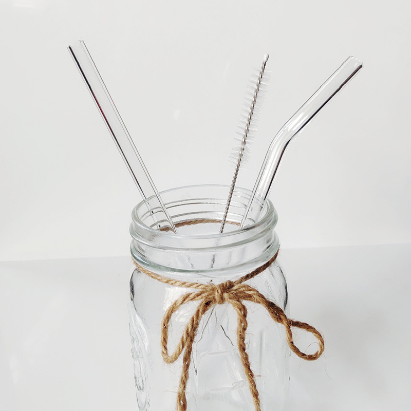 Repeatable high borosilicate glass straw heat-resistant anti-lipstick transparent adult pregnant drink straw feed brush