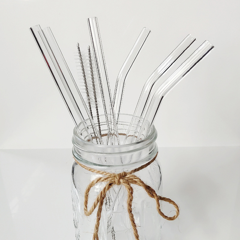 Repeatable high borosilicate glass straw heat-resistant anti-lipstick transparent adult pregnant drink straw feed brush