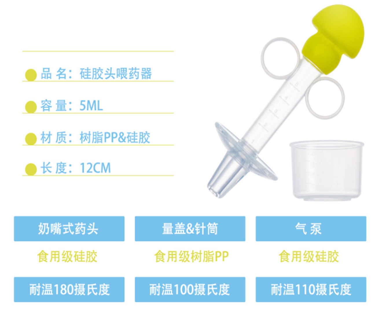 Baby with Scale Syringe Feed Medication Utensil Baby AntiChocking Leakproof Dropper Pacifier Feed Medication Utensil