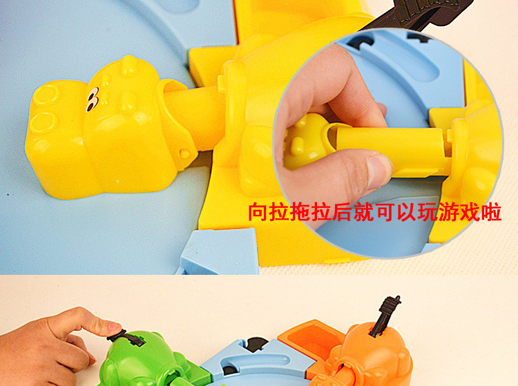 Hungry hippos feed frogs an updated version of the two-player competitive game Pinball for four interactive puzzle toys