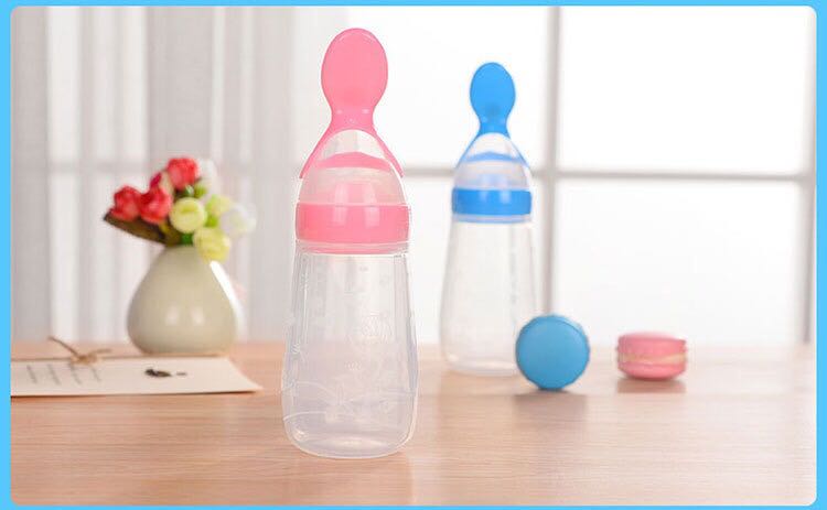 Alar Baby Elephant 125ml Baby rice Paste spoon extrusion feed bottle flat Rice Paste spoon
