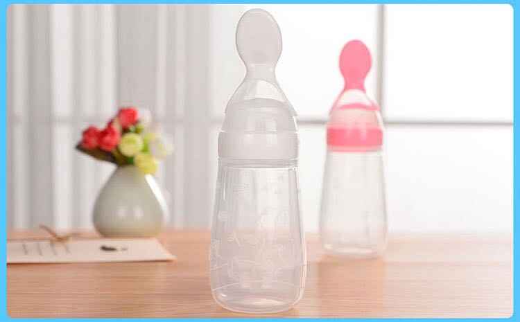 Alar Baby Elephant 125ml Baby rice Paste spoon extrusion feed bottle flat Rice Paste spoon