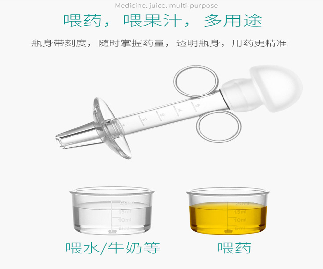 Baby with Scale Syringe Feed Medication Utensil Baby AntiChocking Leakproof Dropper Pacifier Feed Medication Utensil