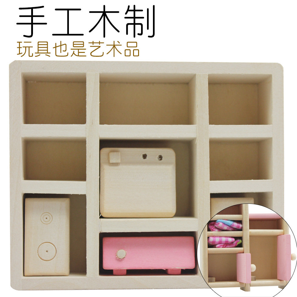 Baby Girl Play House Mini Simulation Children&#039;s Small Furniture Doll House Toy Bed Kitchen Sofa Model Set Pink