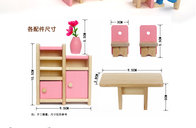 Baby Girl Play House Mini Simulation Children's Small Furniture Doll House Toy Bed Kitchen Sofa Model Set Pink