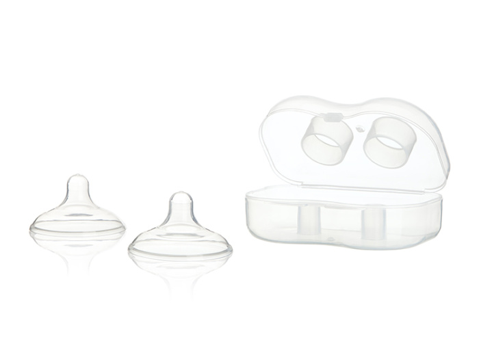 Silicone nipple protective cover is attached to the breast feeding protector