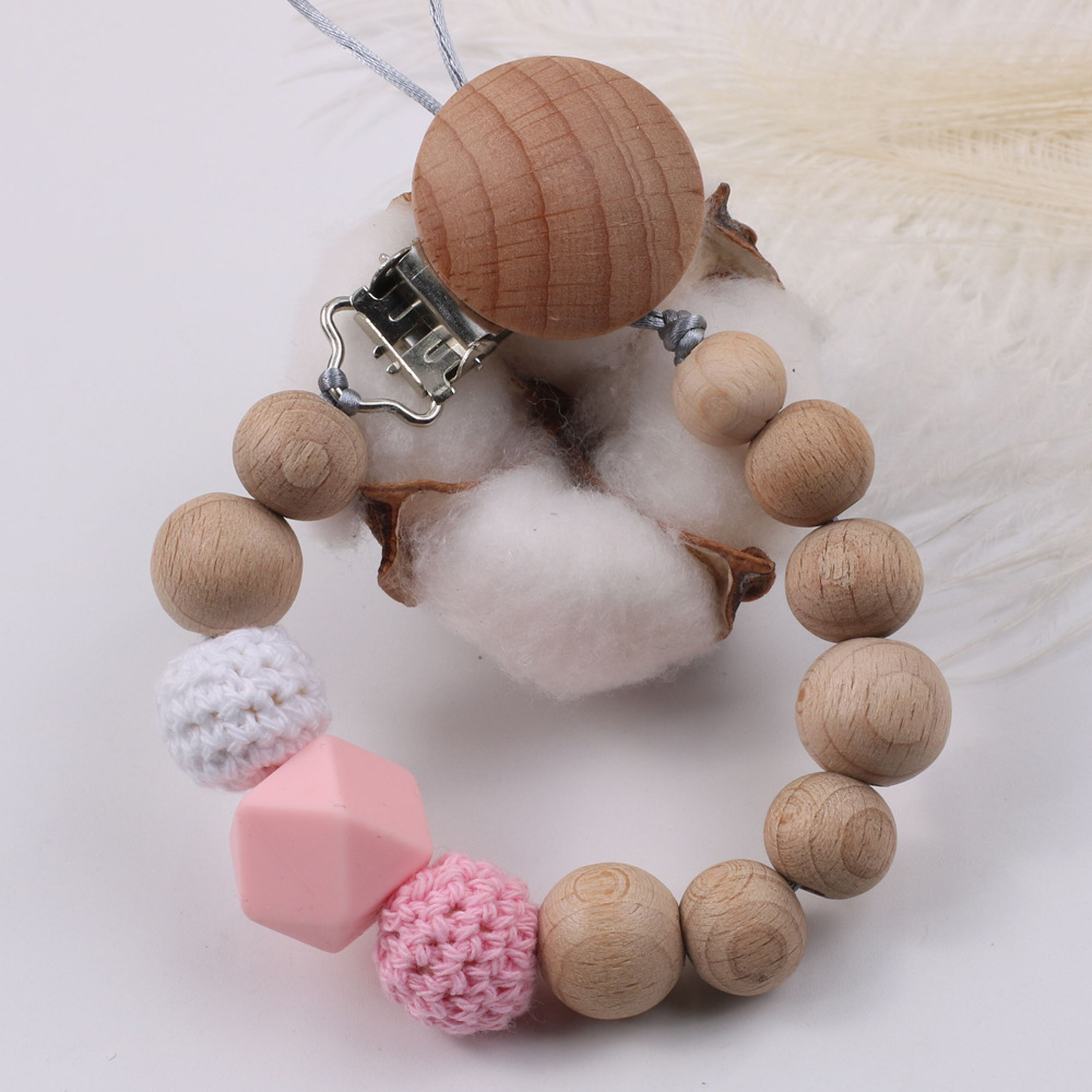 Amazon Hot Beech Clip Silicone Nipple Chain Teether Anti-Lost Chain Bite Chain Toy Drop-Preventing Chain Biteable