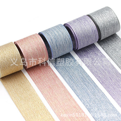 South Korea Imported Ribbon Bright Silk Metallic Yarn Handmade DIY Hair Bow Material Clothing Hat Accessories
