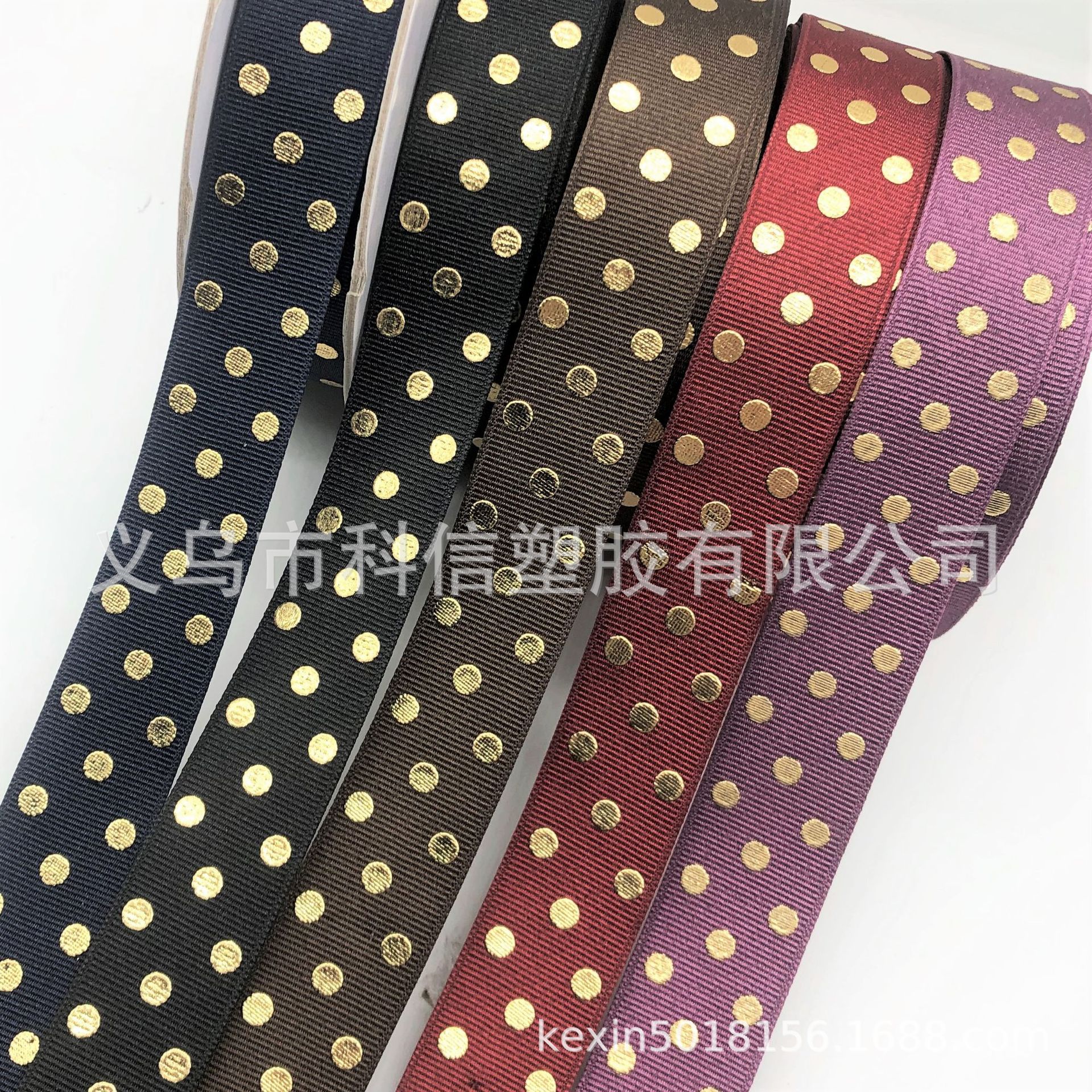 South Korea Imported Ribbon Bronzing Dot Ribbed Band Handmade DIY Bow Hair Accessories Hat Clothing Accessories