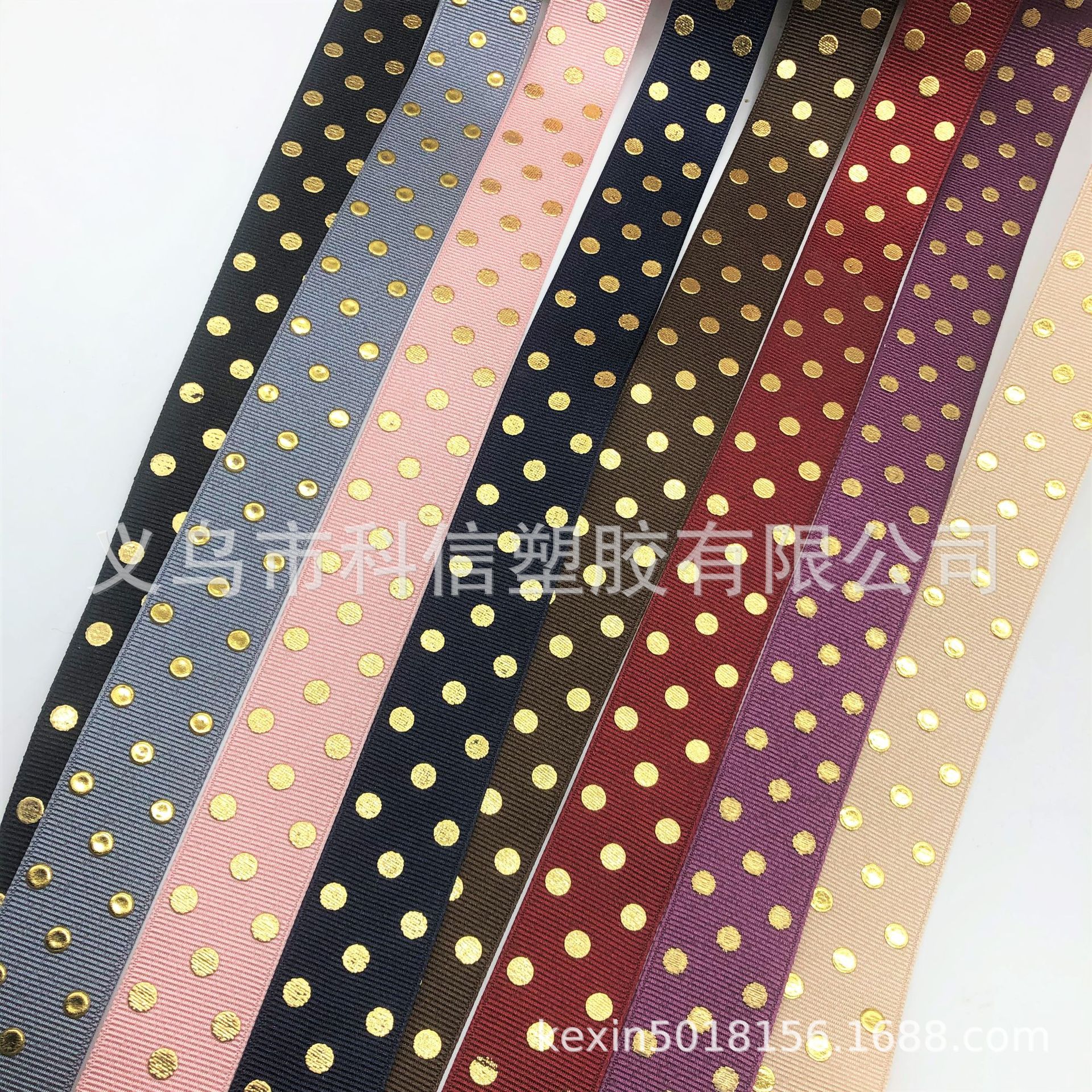 South Korea Imported Ribbon Bronzing Dot Ribbed Band Handmade DIY Bow Hair Accessories Hat Clothing Accessories