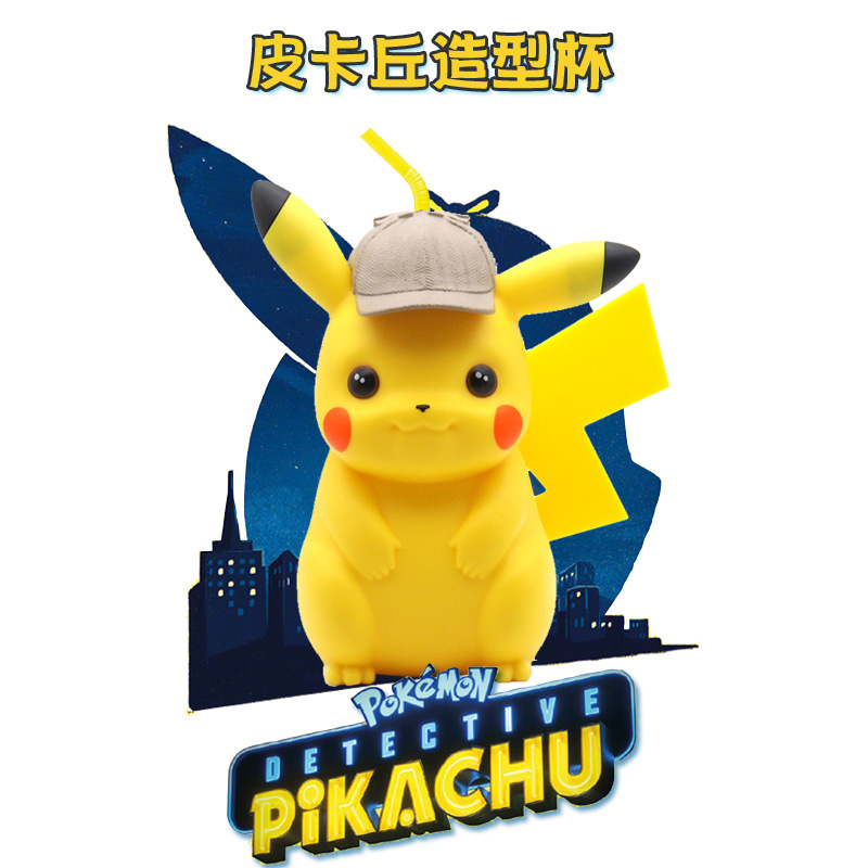 Genuine Studio Detective Pikachu Cup with Straw Shaped Cup Drink Cup Popcorn Bucket Movie Surrounding Crossbody Bag