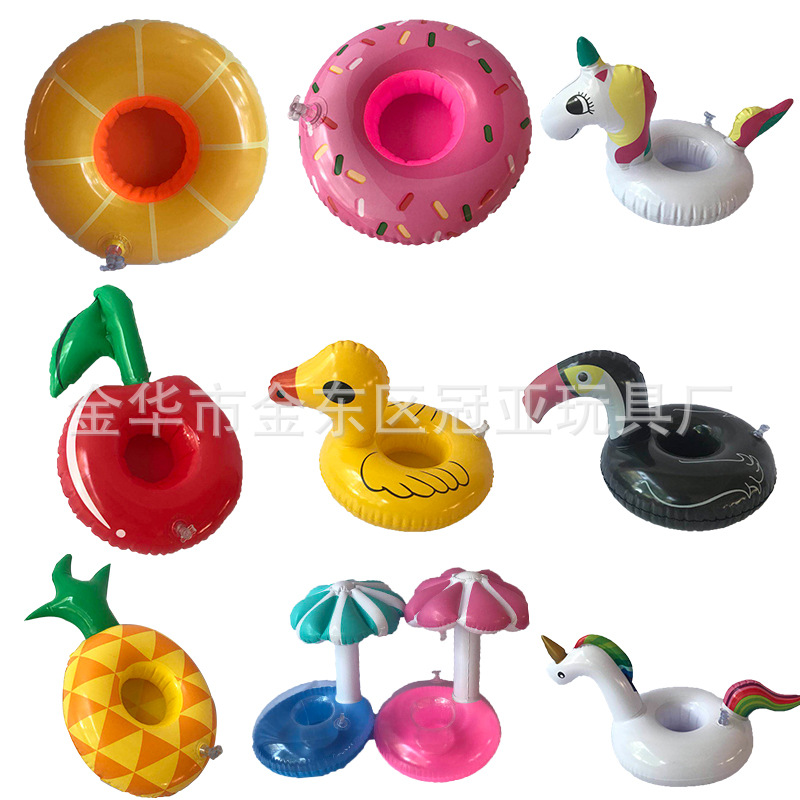 Available from stock PVC inflatable Water toy Flamingo Cup holders inflatable Water floating drink Cup holders
