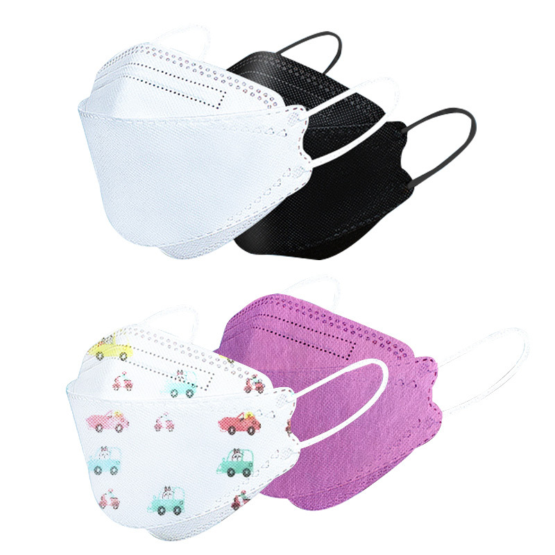 Korean Kf94 Fish Mouth Willow Leaf-Shaped KN95 Disposable Mask Silk Screen Logo Black Mask Factory Wholesale