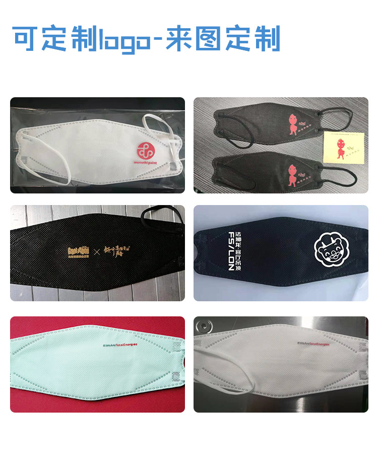 Korean Kf94 Fish Mouth Willow Leaf-Shaped KN95 Disposable Mask Silk Screen Logo Black Mask Factory Wholesale Korean Kf94 Fish Mouth Willow Leaf-Shaped KN95 Disposable Mask Silk Screen Logo Black Mask Factory Wholesale