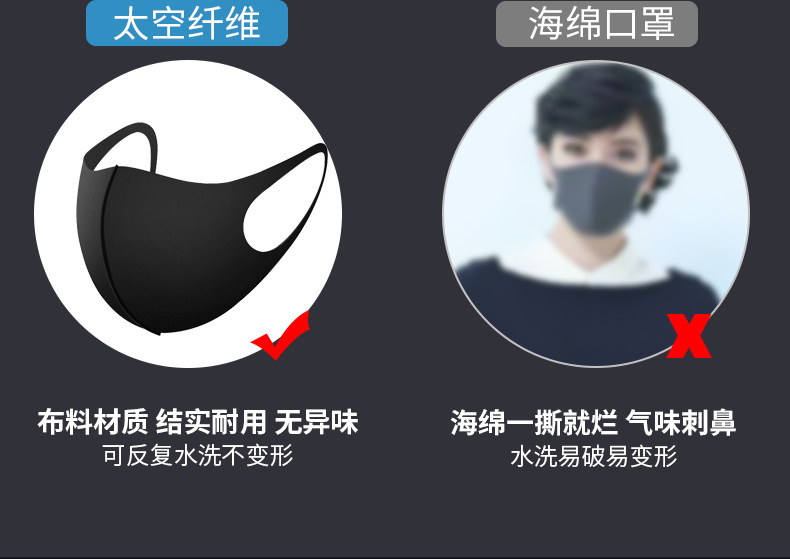 Dust-Proof Cotton Cloth Mask Men and Women Ice Silk Breathable Riding Black Mask Dust-Proof Cotton Cloth Mask Men and Women Ice Silk Breathable Riding Black Mask