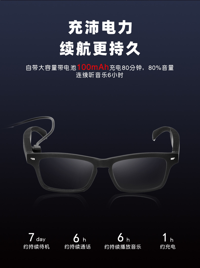KY-01 Anti-Blue Light Polarized Bone Conduction Audio Earphone Sports Music Sunglasses Gift Bluetooth Smart Glasses