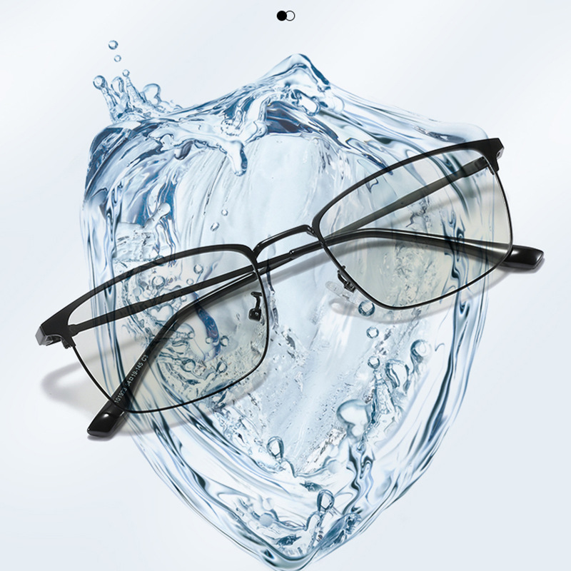 Metal Eyebrow Half-Rim Glasses Frame Smart Photochromic Anti Blue-Ray Glasses Men&#039;s HD UV Protection Fishing