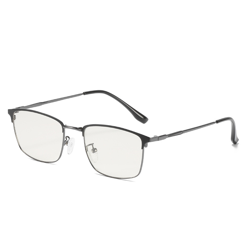 Metal Eyebrow Half-Rim Glasses Frame Smart Photochromic Anti Blue-Ray Glasses Men&#039;s HD UV Protection Fishing