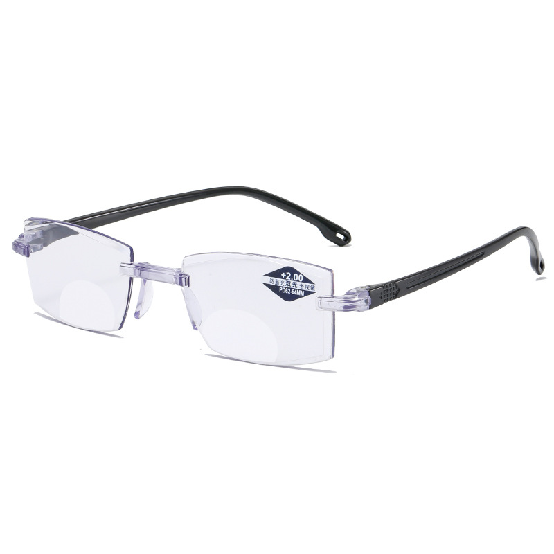 2021year Smart Zoom Anti-Blue Light Frameless Trimming Stall Goods Dual-Purpose Dual-Light Presbyopic Glasses