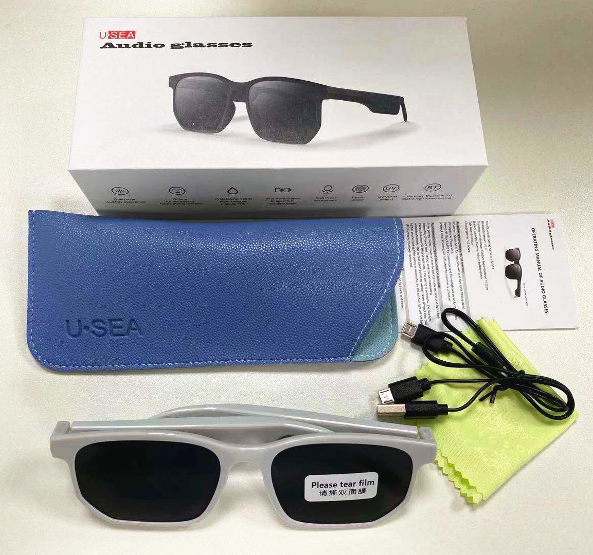 Anti-Blue Ray Headset 5.0 Audio Wireless Sports Waterproof Running Smart Bluetooth Glasses Headset Jie Li