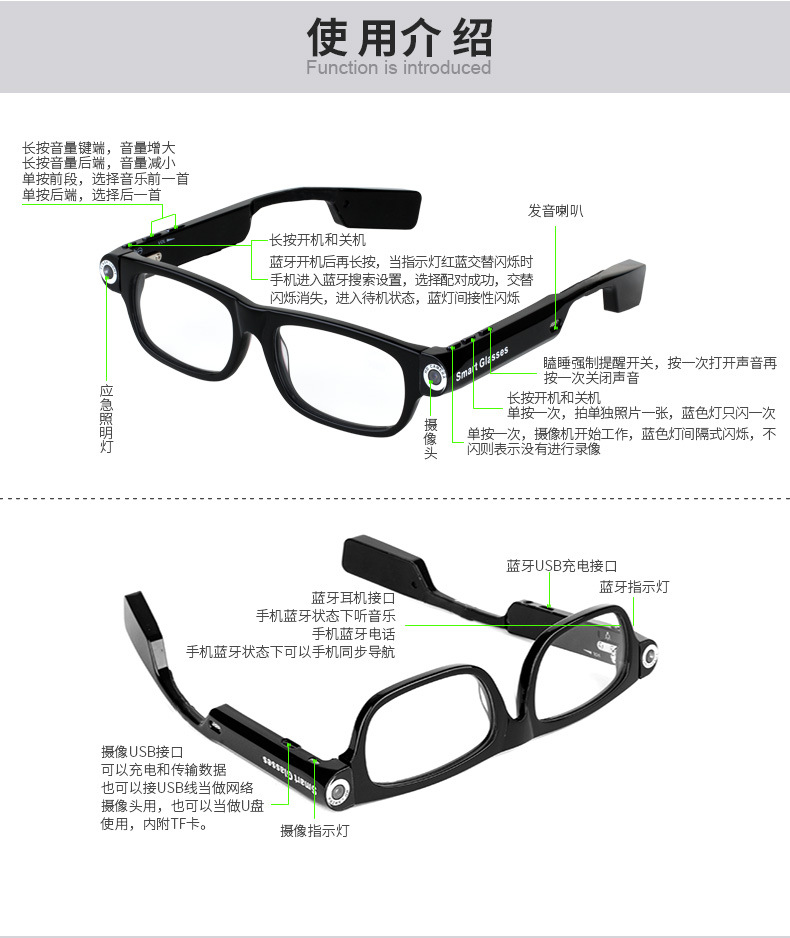 Camera Glasses/HD/Driving Record GPS Bluetooth Glasses/Smart Glasses Multi-Function Glasses Photo Eyes