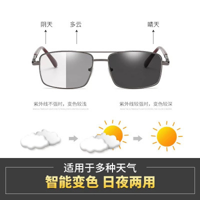 New Smart Discolored Sunglasses Glass Men&#039;s Glasses Plain Glasses Fashion Sunglasses Day and Night Dual-Use Goggles