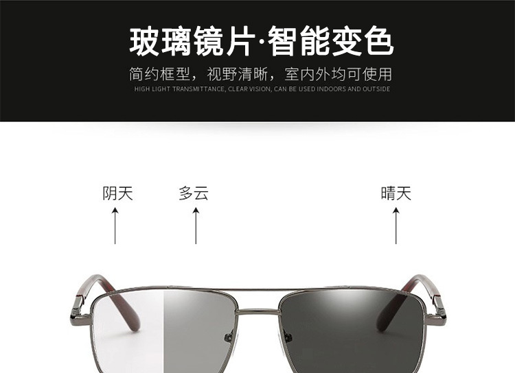 New Smart Discolored Sunglasses Glass Men's Glasses Plain Glasses Fashion Sunglasses Day and Night Dual-Use Goggles