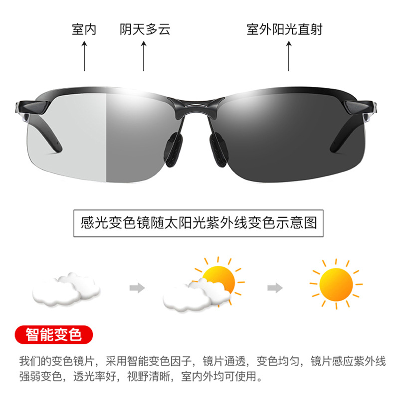 New 3043 Men&#039;s Sunglasses Day and Night Driving Glasses Smart Color Changing Polarized Sunglasses Factory Approval