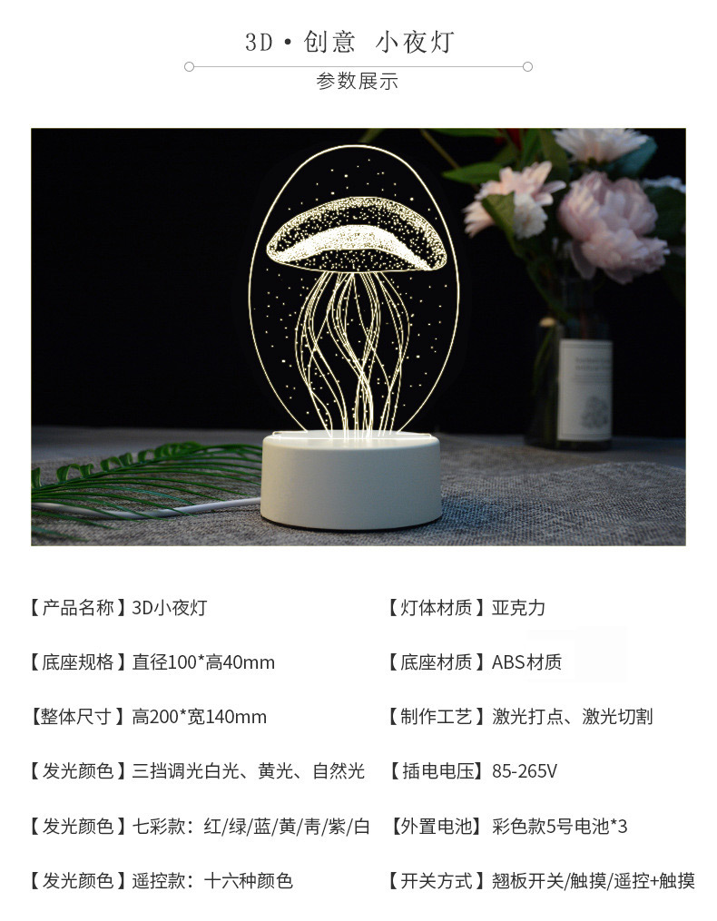 New Exotic Creative Children Cartoon Gift 3D Table Lamp New Exotic Electronic Bedside Induction Led Small Night Lamp