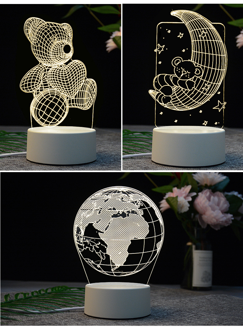 New Exotic Creative Children Cartoon Gift 3D Table Lamp New Exotic Electronic Bedside Induction Led Small Night Lamp
