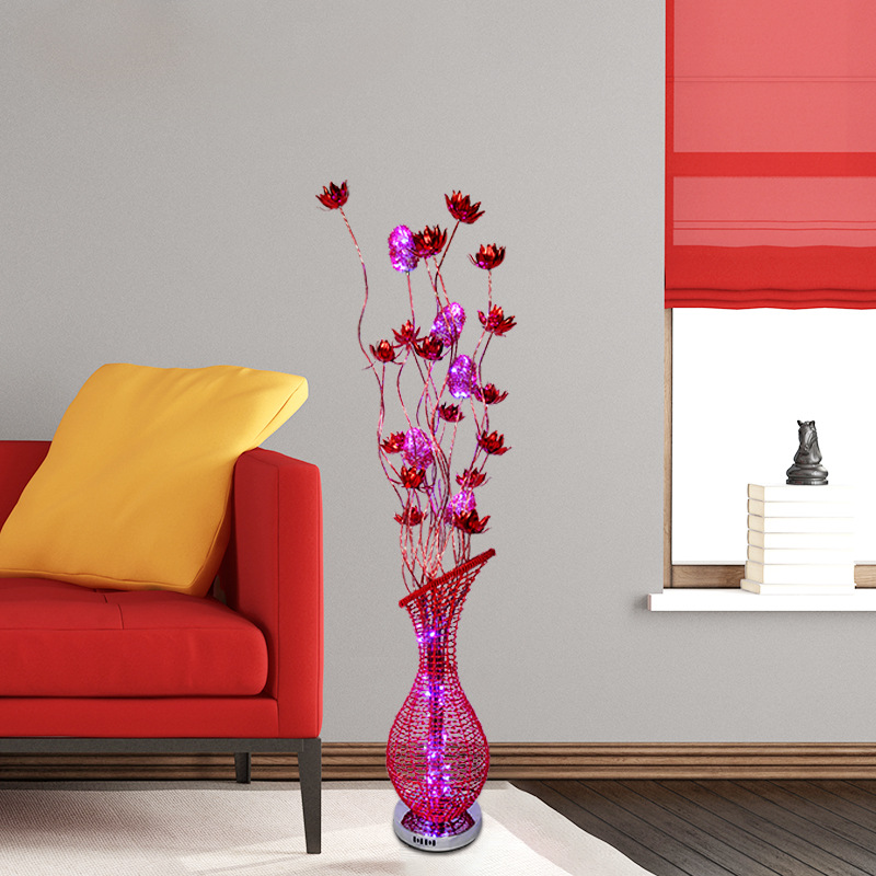 Led Red Floor Lamp Wedding Road Lead Aluminum Steel Artisan Vase Creative Living Room Decoration Nordic Style