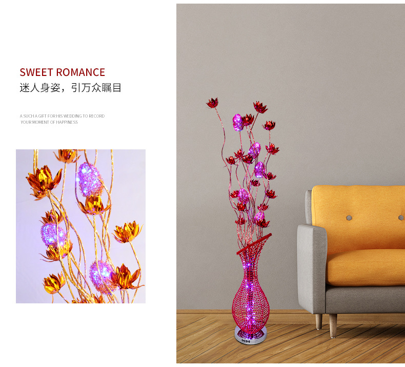 Led Red Floor Lamp Wedding Road Lead Aluminum Steel Artisan Vase Creative Living Room Decoration Nordic Style