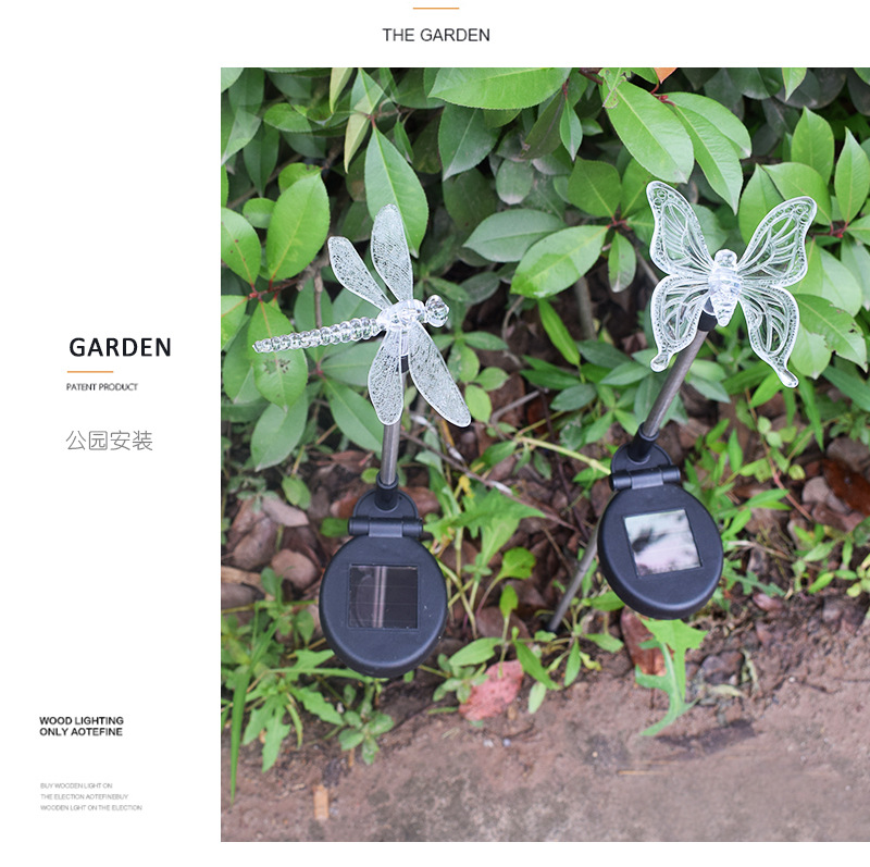 Solar Lawn Lamp Butterfly Dragonfly Bird Colorful LED Decorative Lighting Floor Outlet Lead Street Lamp